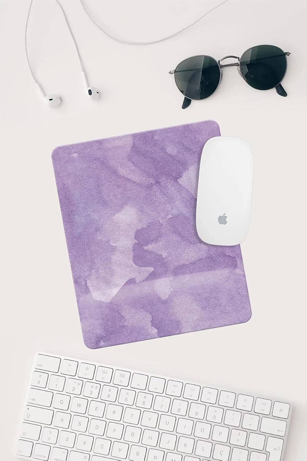 HobiShop(108) Mor Desenli Bilek Destekli Dikdörtgen Mouse Pad Mouse Altlığı. Mor