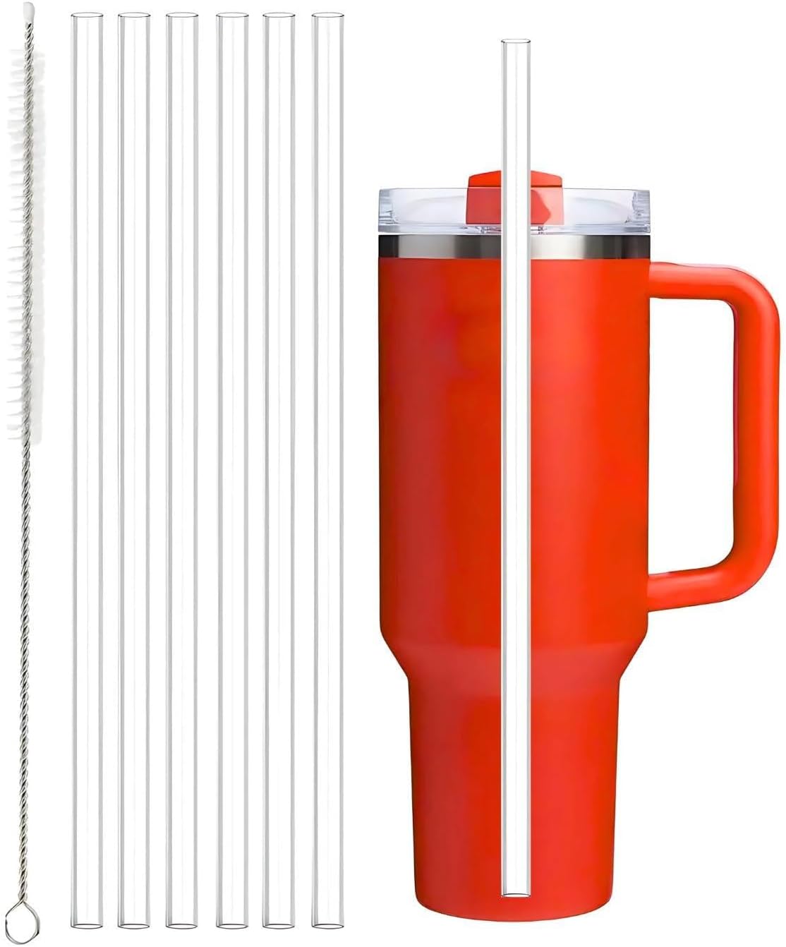 6 Adet 30 Cm Stanly Quencher Uyumlu Tritan Pipet Ve 1 Adet Temizleme Fırçası