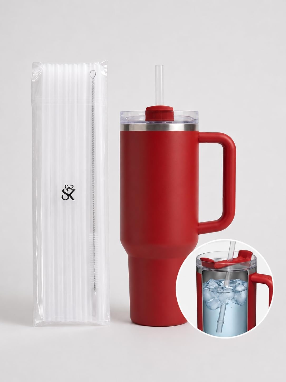Tritan Pipet Seti 6'lı, Stanley Quencher 40 OZ ile Uyumlu, Şeffaf Yeniden Kullanılabilir BPA İçermeyen Pipetler, Temizleme Fırçası Dahil