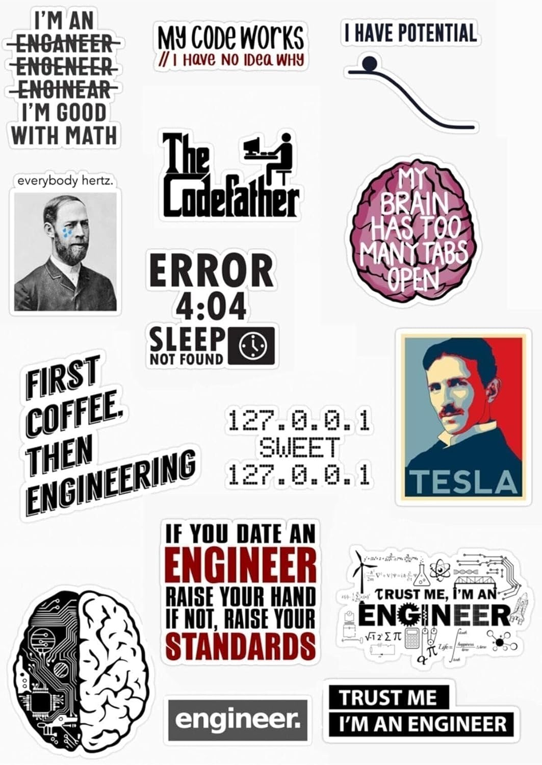 Mühendis - Engineer Tasarımlı 15 ' Li Sticker Seti