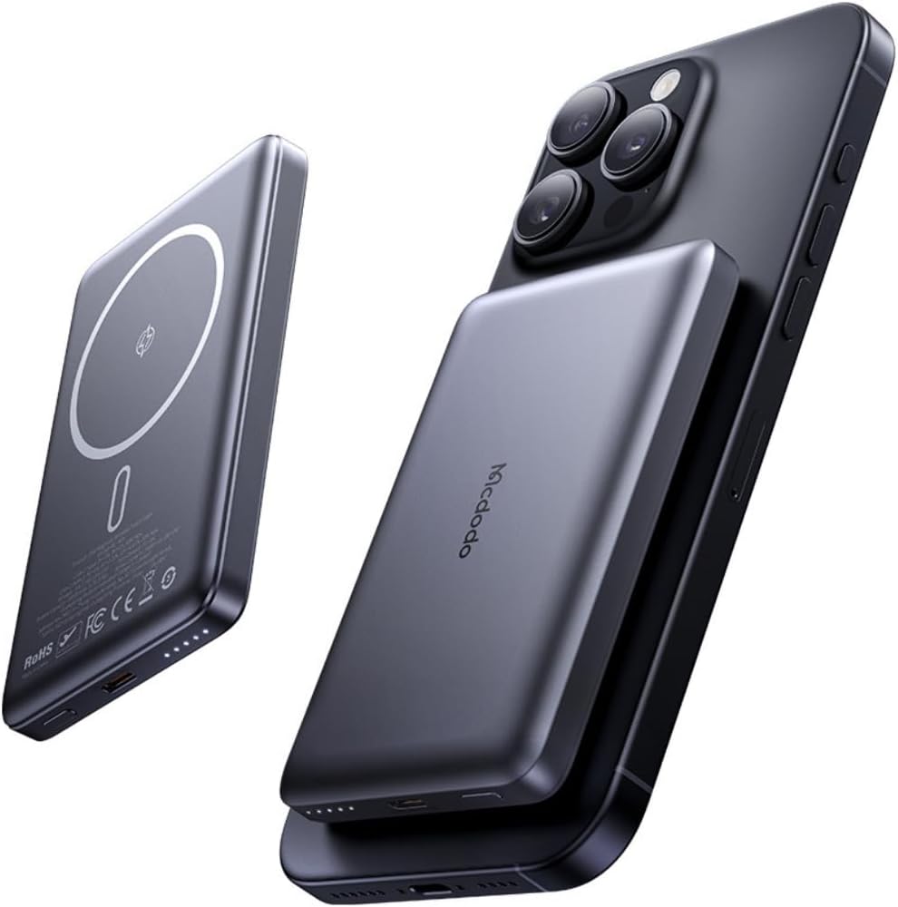 MC-4651 10000mAh 20W Metal Ultra İnce Manyetik Kablosuz Powerbank - Siyah
