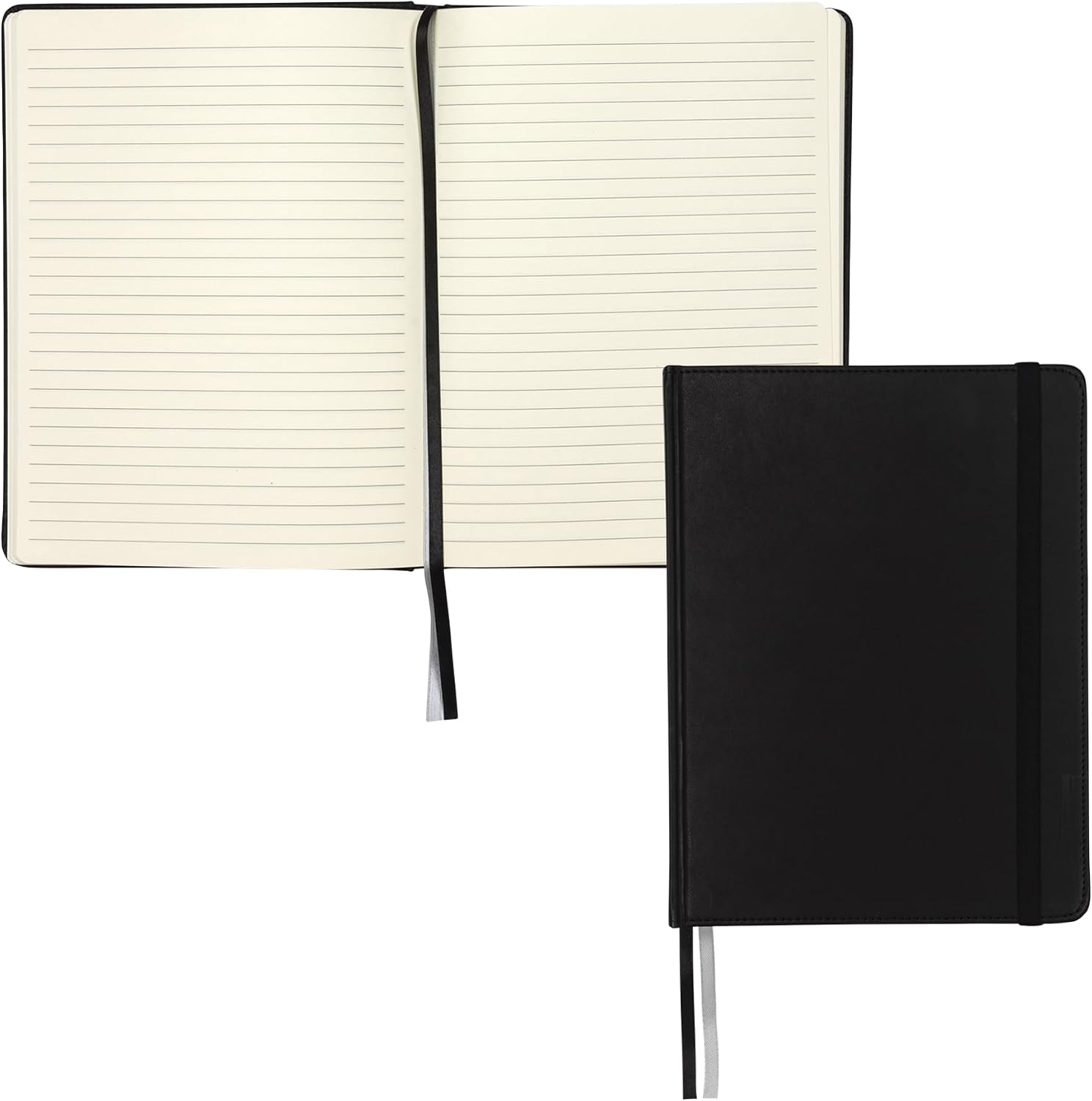 Büyük Ciltli Defter, 240 Çizgili Defter Sayfaları, Siyah, 7,5 x 10 İnç