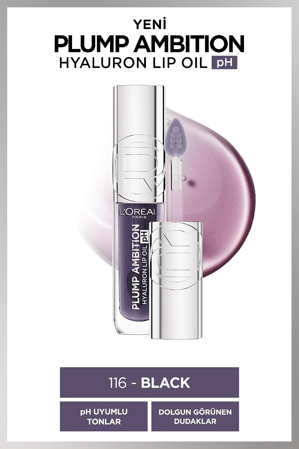 L'Oreal Cosmetics Plump Ambition Hyaluron Lip Oil pH Dudak Parlatıcısı - 116 Black