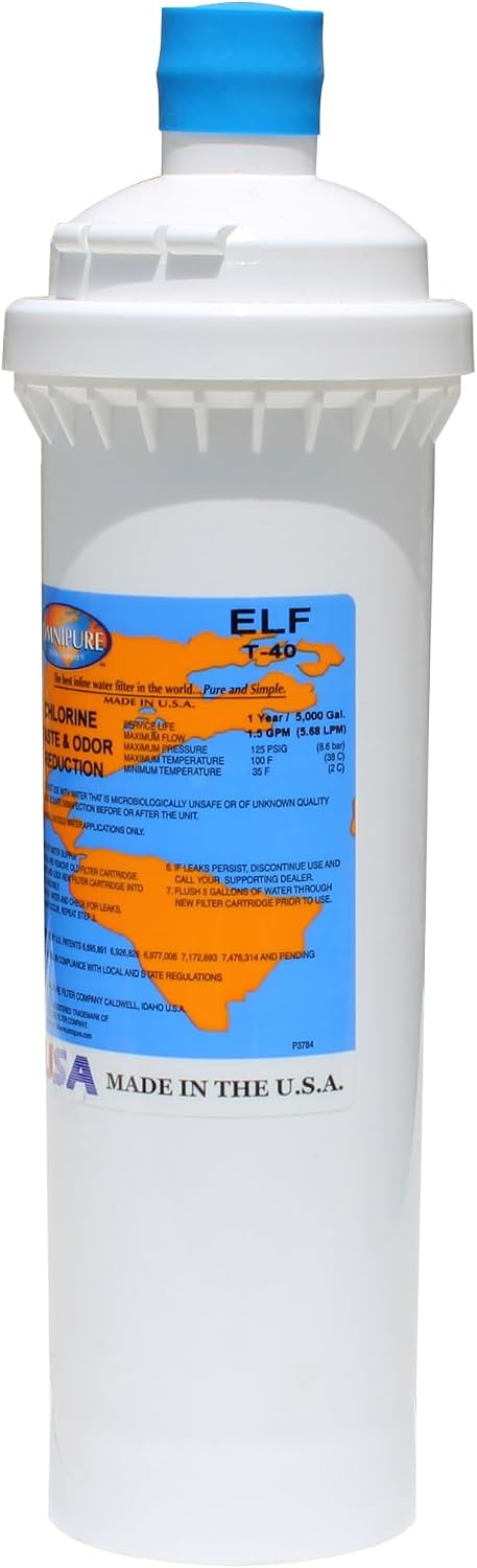 IPW Industries Inc. ile uyumludur - ELF T40-12,5" x 4" ELF Serisi T40 GAC Hindistan Cevizi Bazlı Asit Yıkanmış Karbon Filtre