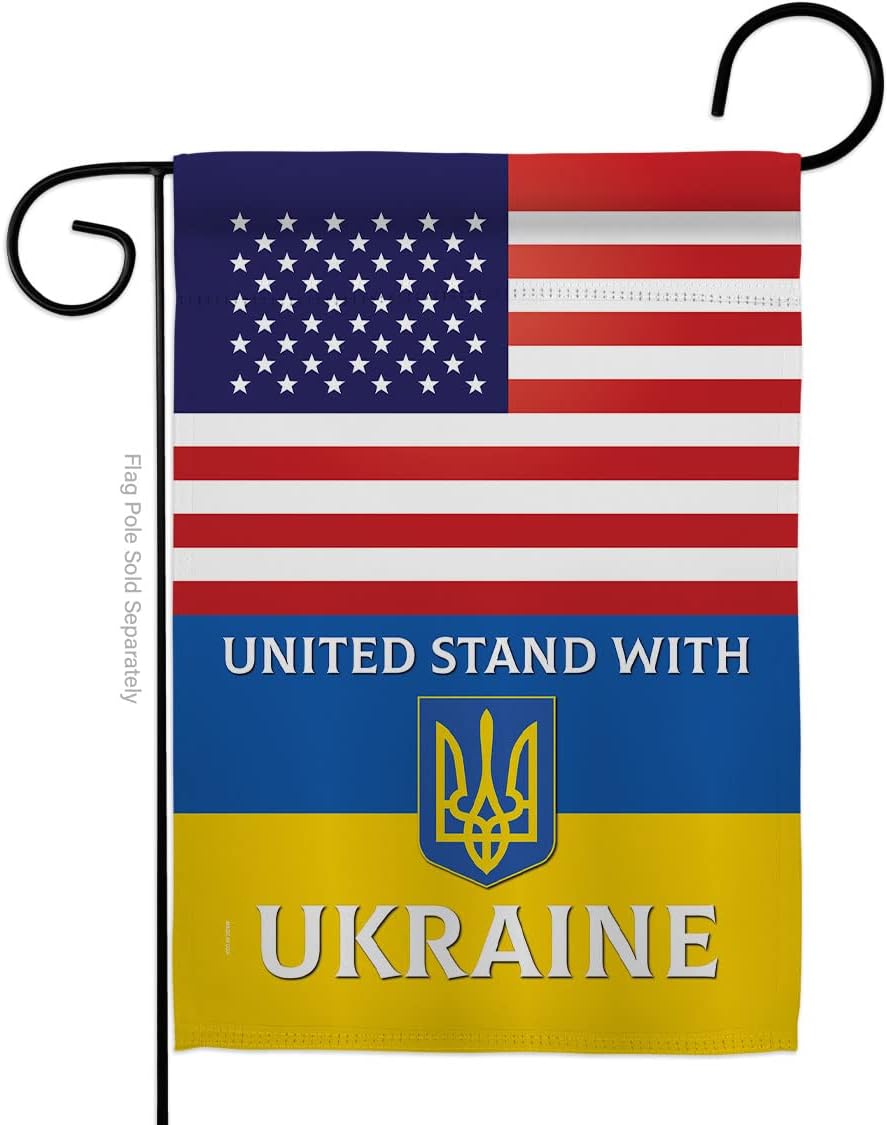 Ukrayna Bahçe Bayraklı ABD Standı Bölgesel Dostluk Amerikan İttifakı Dünya Ülke Özel Alan Ev Dekorasyonu Afiş Küçük Bahçe Hediyesi Çift Taraflı, ABD'de Üretilmiştir