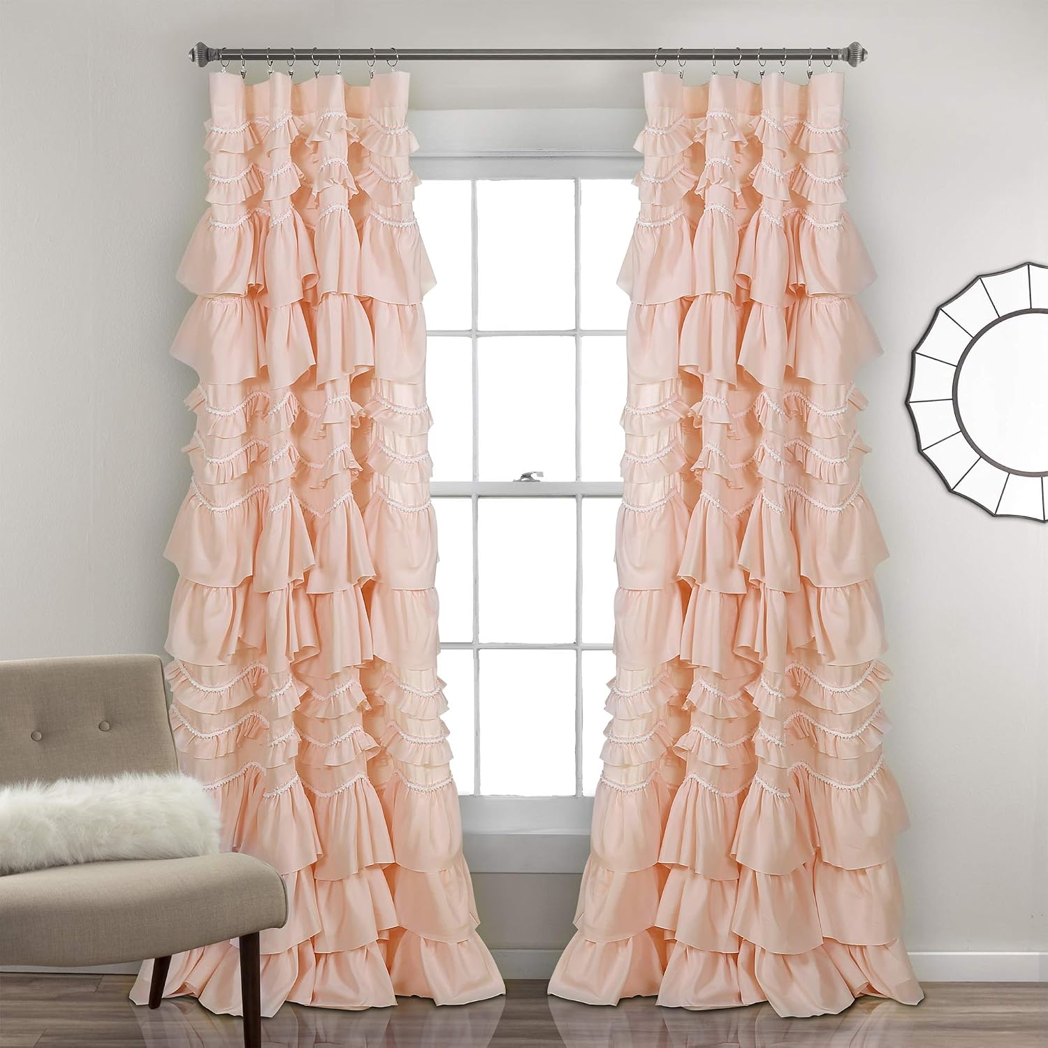 Kemmy Perde | Fırfırlı, Dokulu Salaş Şık Stil Pencere Paneli Oturma Odası, Yemek Odası, Yatak Odası için (Tek), 213 x 132 cm, Kırmızı