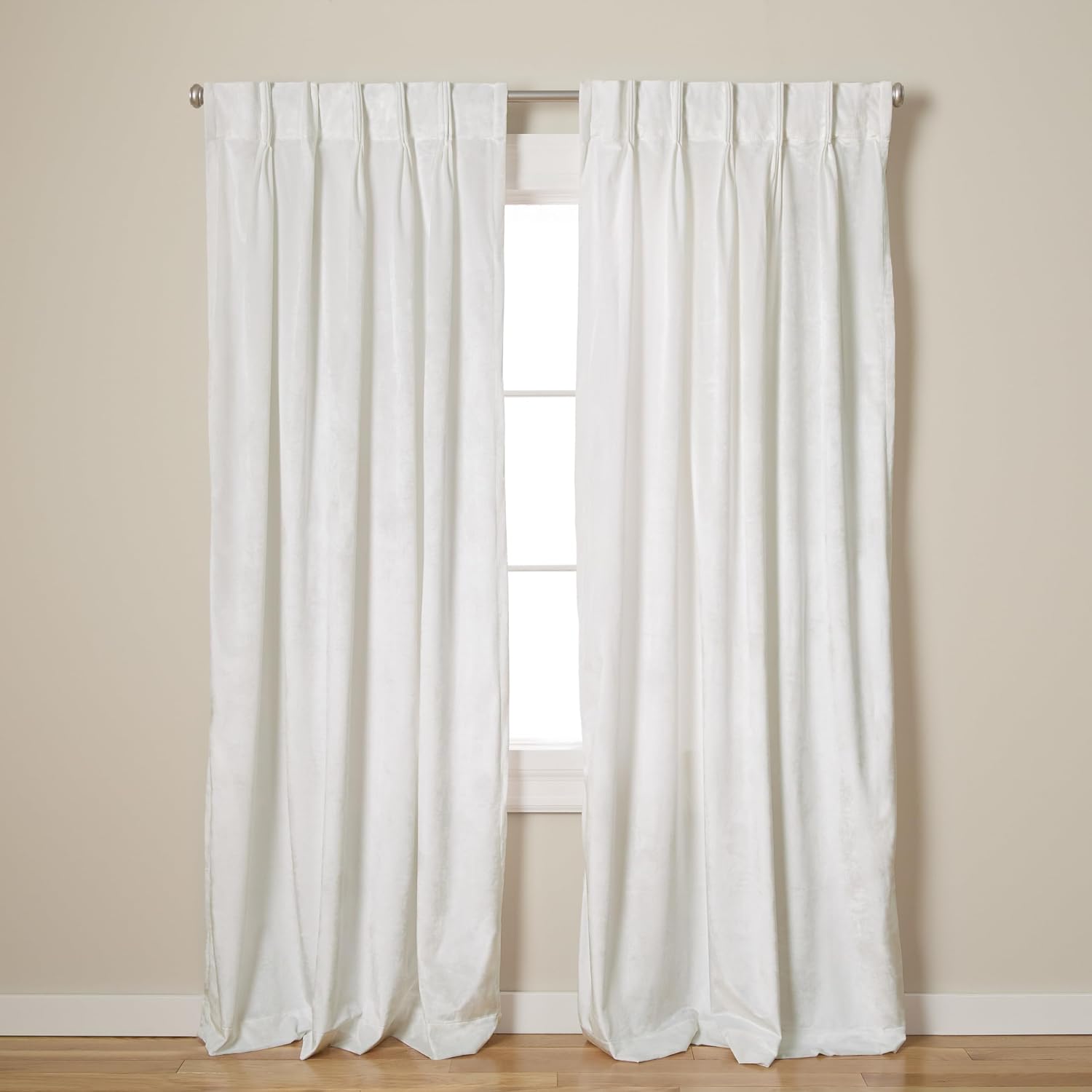 Exclusive Home Curtains, Kadife PP Pinch Pileli Perde Paneli, 27x84, Kış Beyazı