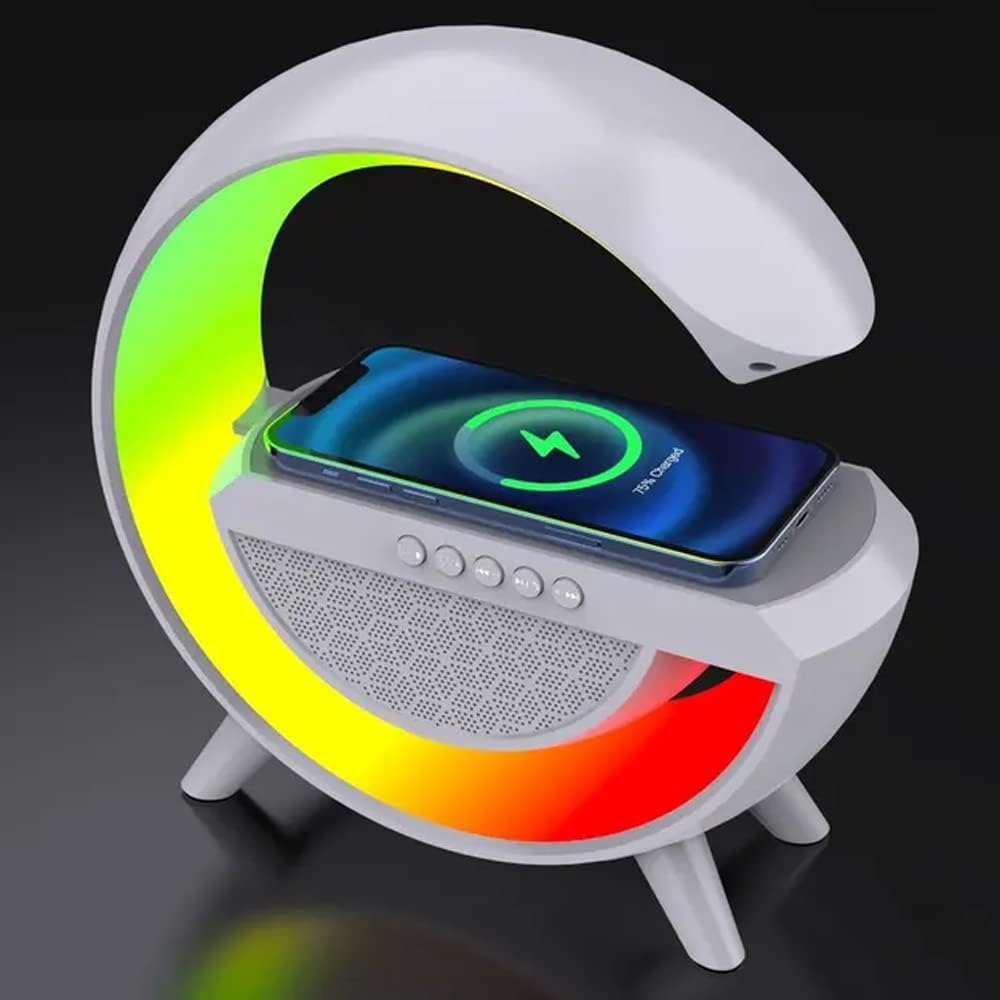 G Akıllı Işık Bluetooth Hoparlör Gökkuşağı 5W Hızlı Kablosuz Şarj Cihazı Rgb Işıklı Masa Lambası Hoparlör Telefon Görüşmesi Yapılabilir Bluetooth BS-23