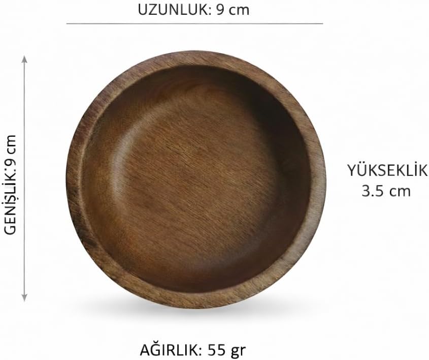 Ahşap Çerezlik, Kuruyemiş ve Atıştırmalık Servis Kasesi, Doğal, Yuvarlak Şekil (1)