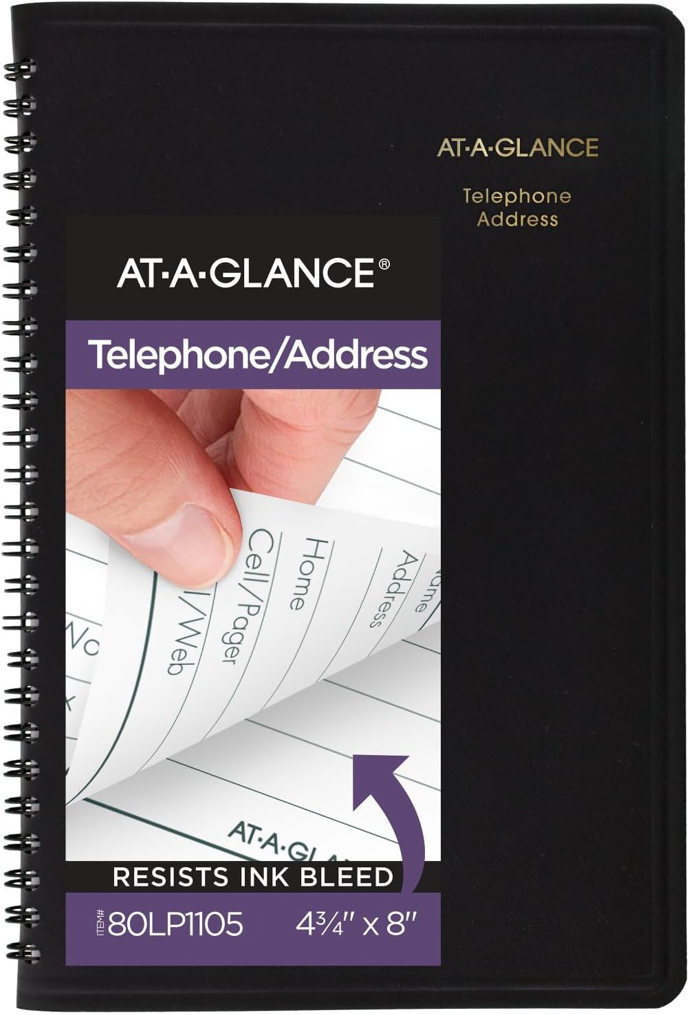 Telefon defteri adres defteri büyük baskı 500 kayıt 8,38 x 5,38 inç siyah (80LP1105)