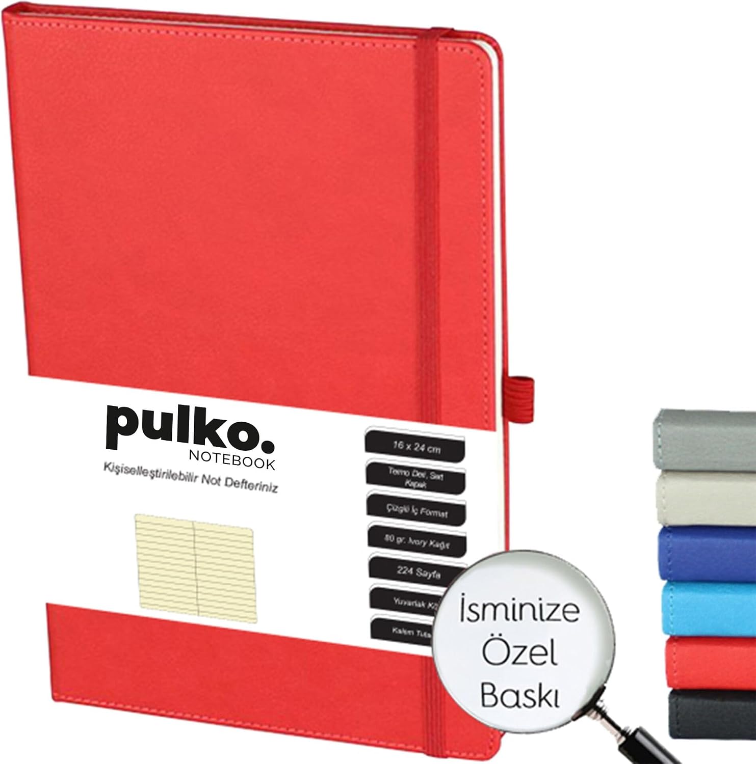 Notebook Not Defteri, 16X24CM, Termo Deri, 224 Sayfa, Çizgili, 041, Kırmızı