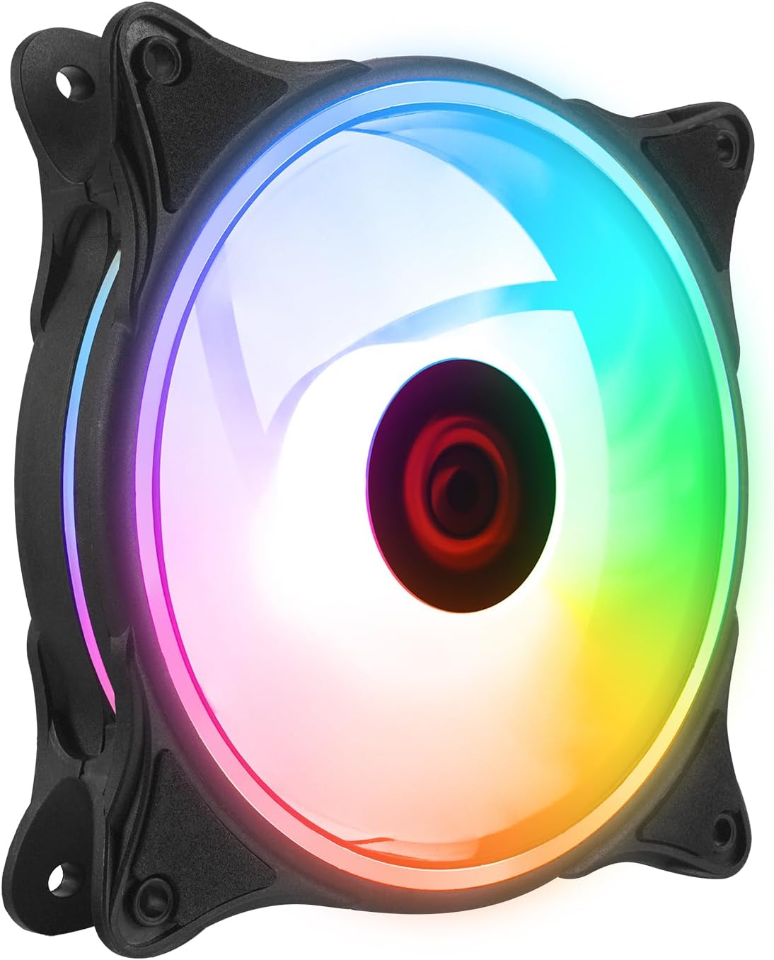 GLARE F50 12cm Rainbow LED Kasa Fanı 38CFM 1200RPM 3P+4P Molex Soketli Siyah