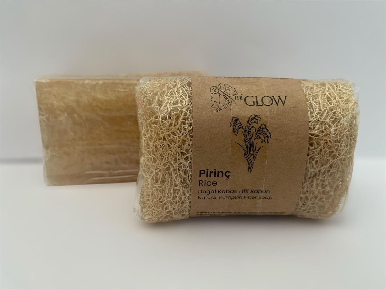 MiGlow Doğal Kabak Lifli Pirinç Özlü Sabun, Cilt Tonu Eşitleyici ve Beyazlatıcı Etkili, Masaj Özellikli, 120gr