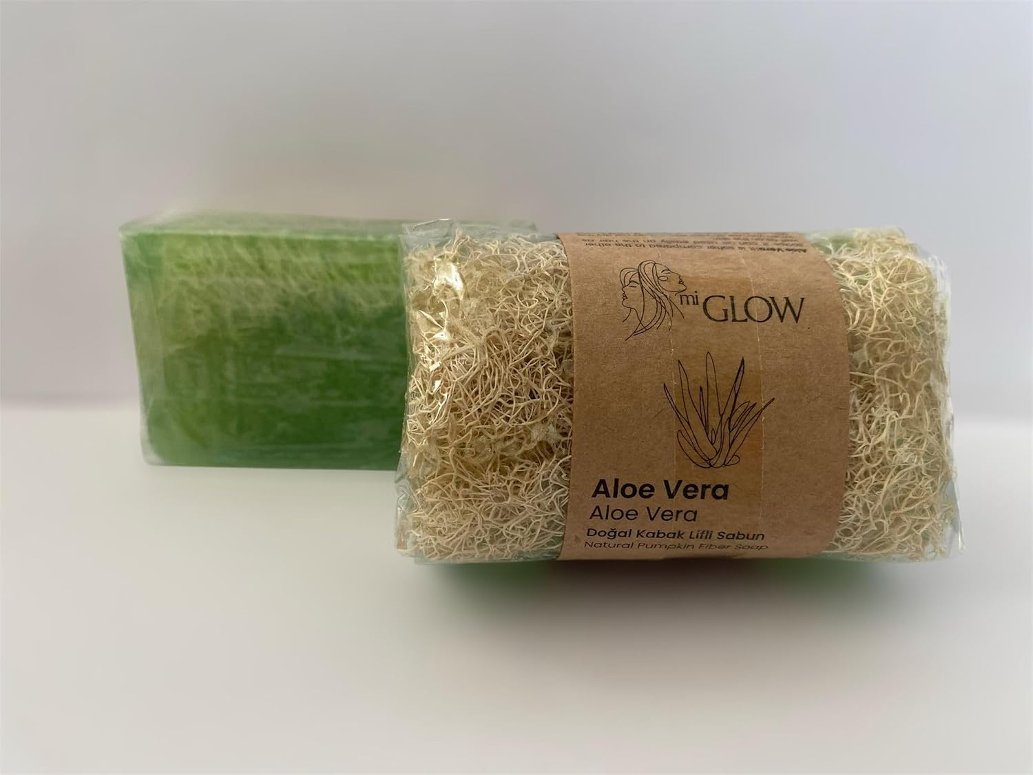 MiGlow Doğal Kabak Lifli Aloe Vera Sabunu, Masaj Etkili, Bitkisel Özler İçeren, 120gr