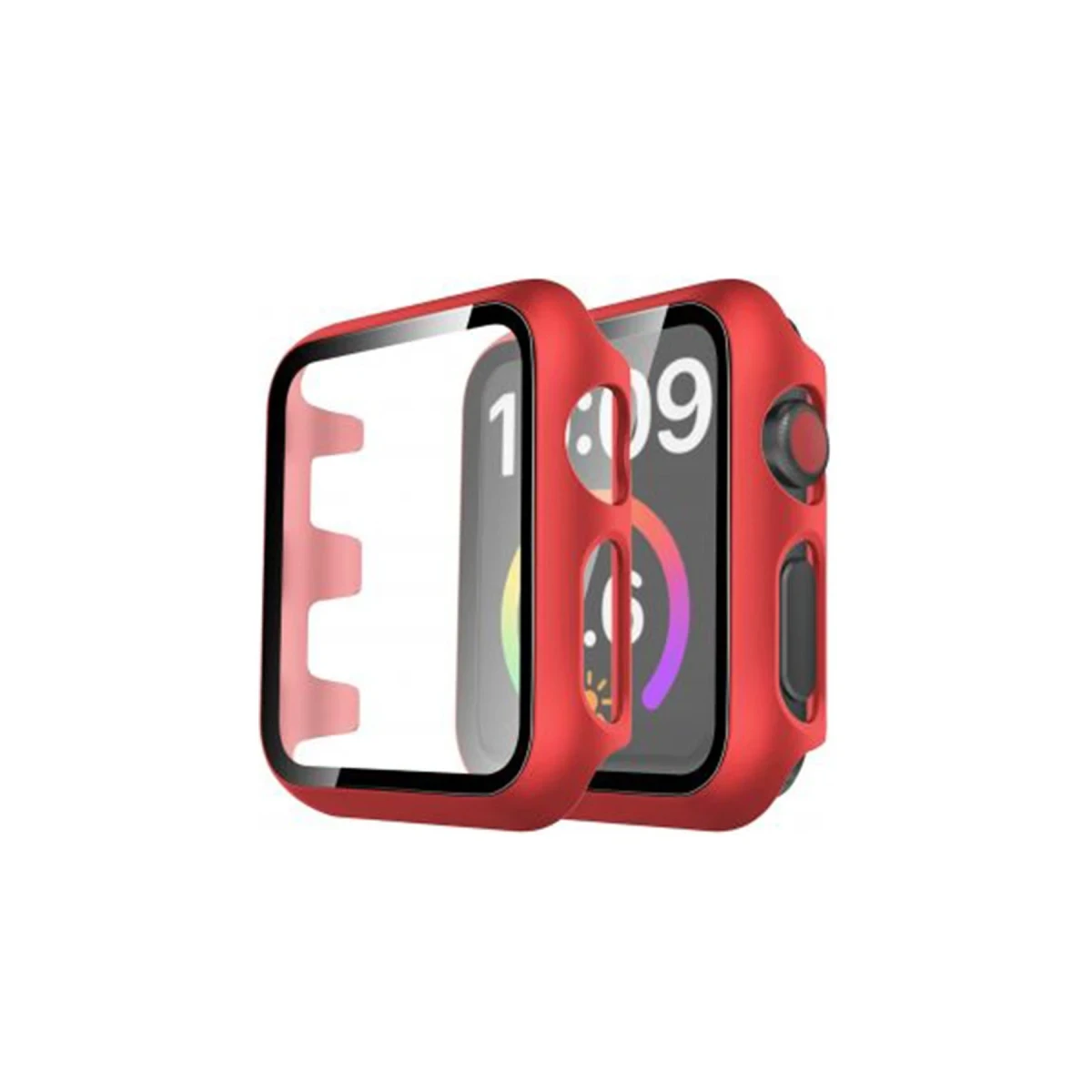 Apple Watch 38mm Camlı Kasa Ekran Koruyucu - Kırmızı