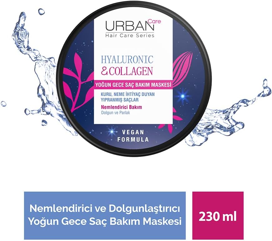 Hyaluronik Asit & Kolajen Kuru ve Cansız Saçlara Özel Yoğun Gece Saç Bakım Maskesi 230 ml-vegan