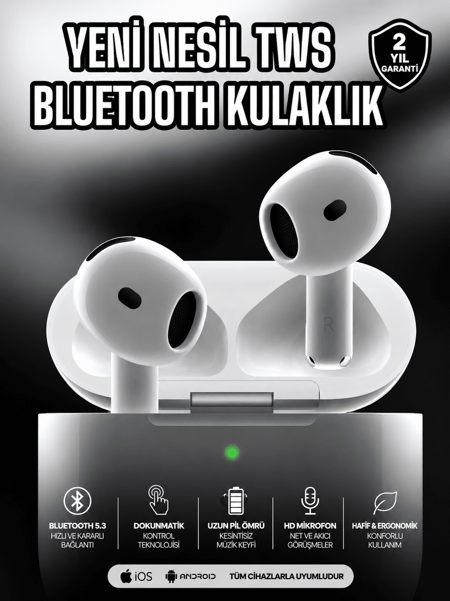 Kablosuz Bluetooth Kulaklık TWS ANC Özelliği Yüksek Ses Kaliteli