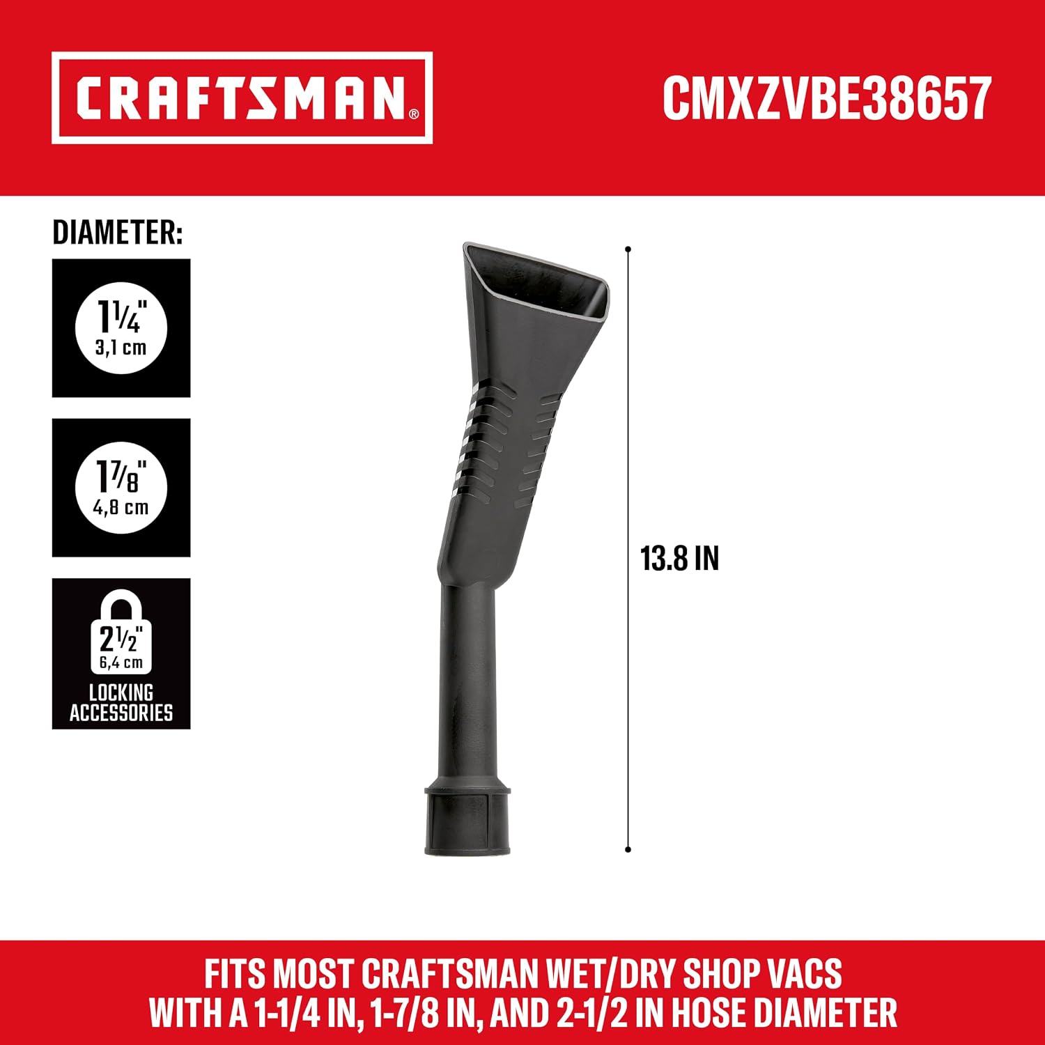 CMXZVBE38657 1-1/4 inç ila 2-1/2 inç pençe başlığı, ıslak kuru vakum bağlantısı, araç temizliği için endüstriyel sınıf mağaza elektrikli süpürgesi, çoğu 1-1/4 ve 2-1/2 inç hortum çaplarına