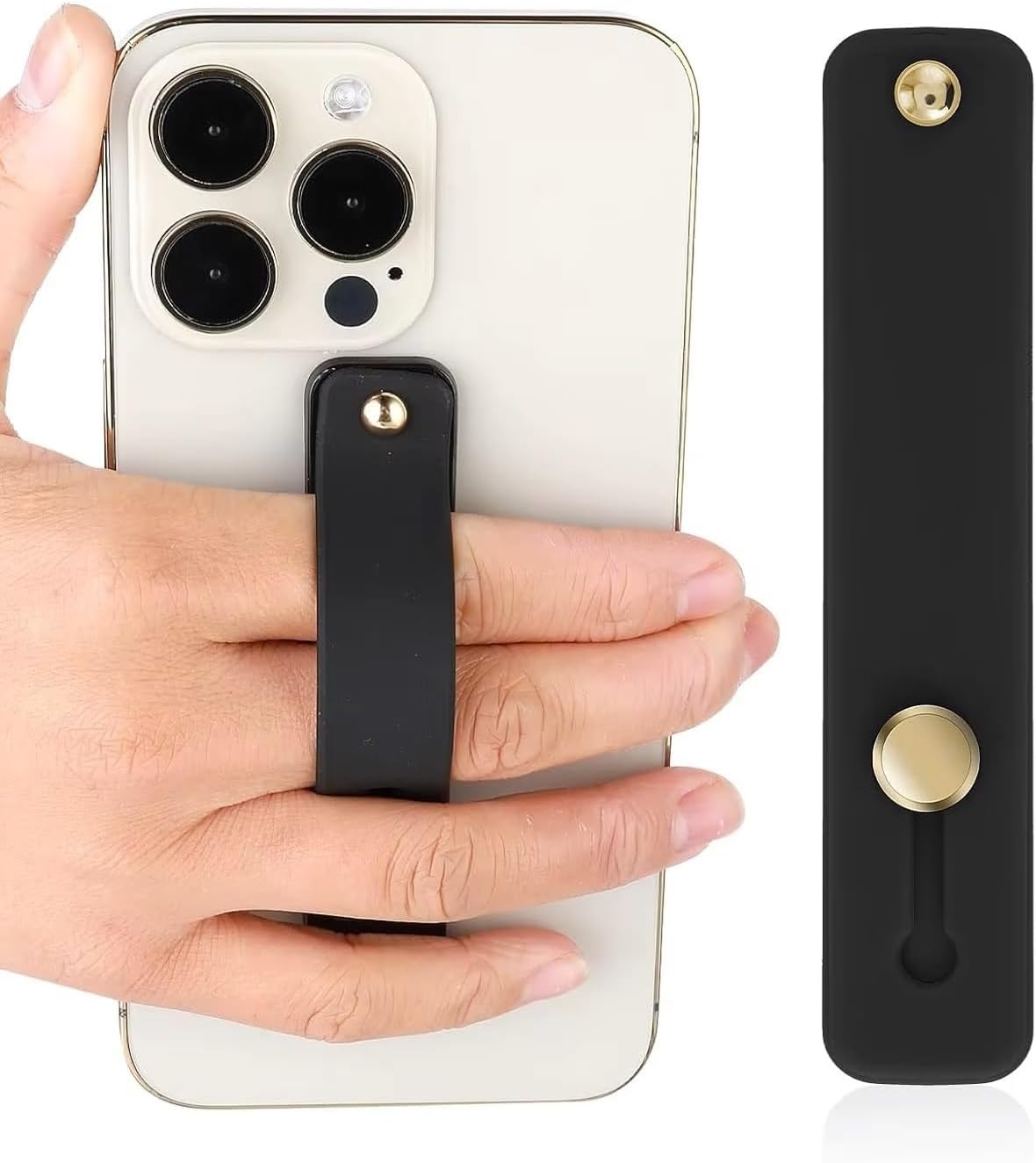 Cep Telefonu Kılıfı Bandı Kayışlı Silikon Tutamaç Telefon Tutucu Yatay Stand Sticker Siyah