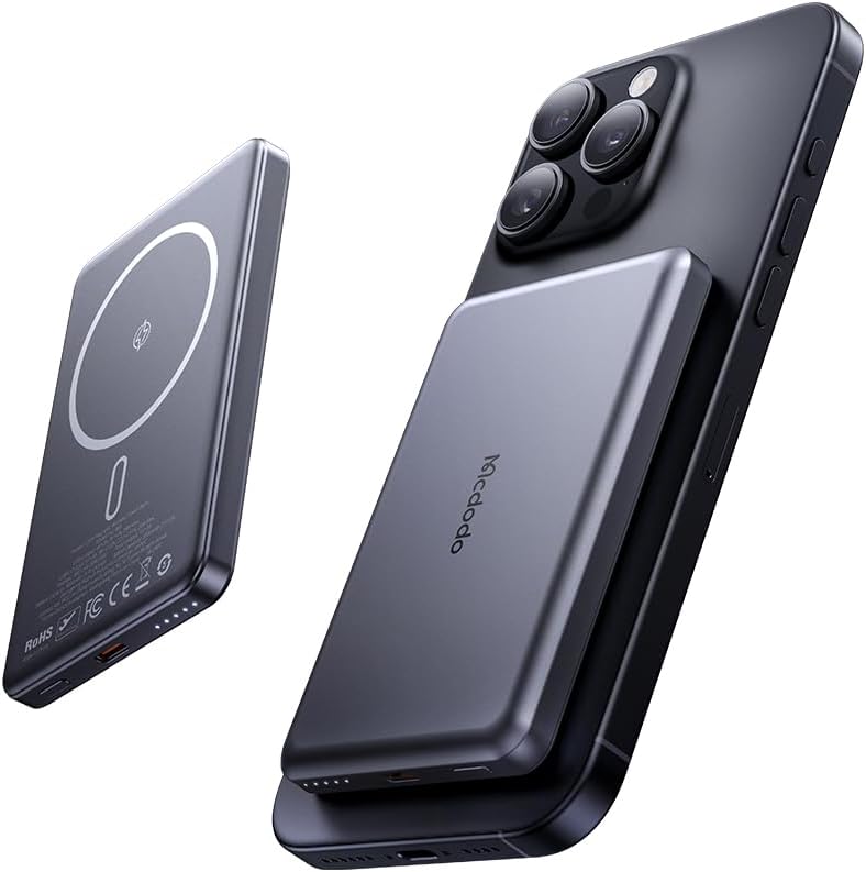 MC-4641 20W 5000MAH Metal Ultra İnce Kablosuz PowerBank Siyah