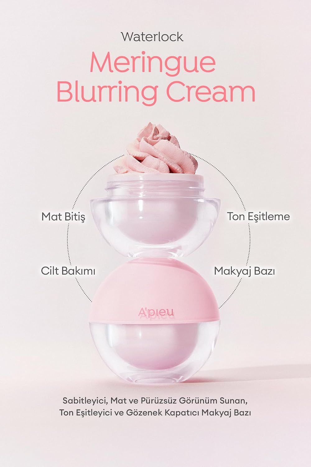 Blur Etki Sunan Ton Eşitleyici Sabitleyici Mat Makyaj Bazı Apıeu Waterlock Meringue Blurring Cream Blurring Cream