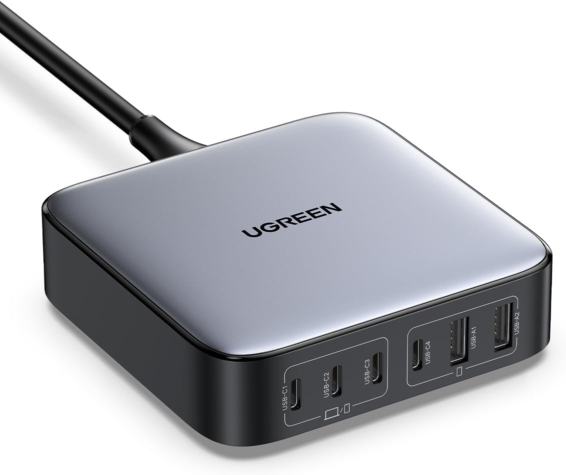 200W USB C Şarj Cihazı 100W + 100W 6 Bağlantı Noktalı PD Şarj Cihazı GaN II PPS MacBook Pro/Air iPhone iPad Pro ile uyumludur.