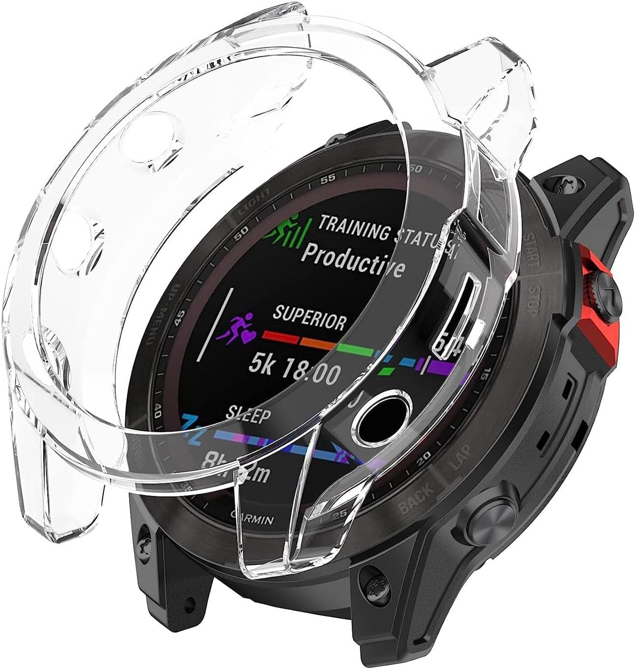 Garmin Fenix 6 Sapphire Titanium için Kılıf 360 Full Round Soft Silicone Şeffaf [Fenix 6 Sapphire Titanium ile Uyumlu Kılıf - Şeffaf]