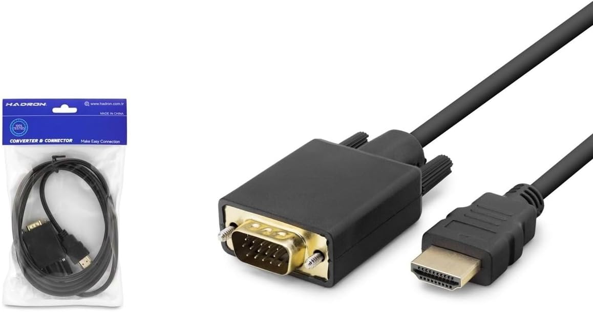 HDMI to VGA Kablo, 1.8 Metre, Siyah