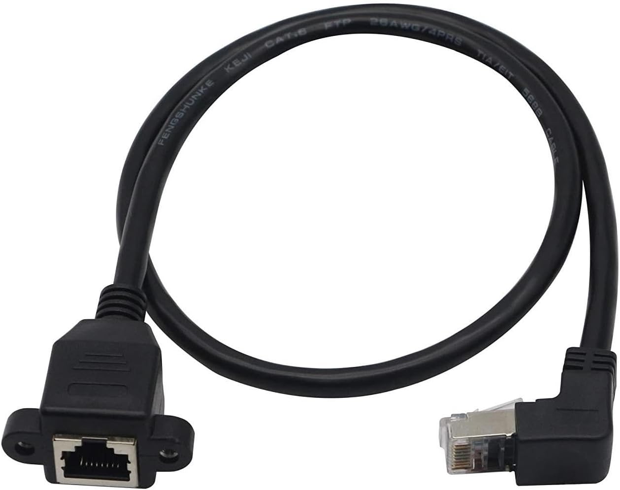 7747 Rj45 Dişi Erkek Uzatma 1.5M Dirsek Köşeli 90 Derece Panel Tipi Cat6 Montaj Kablosu(1.5 Metre)