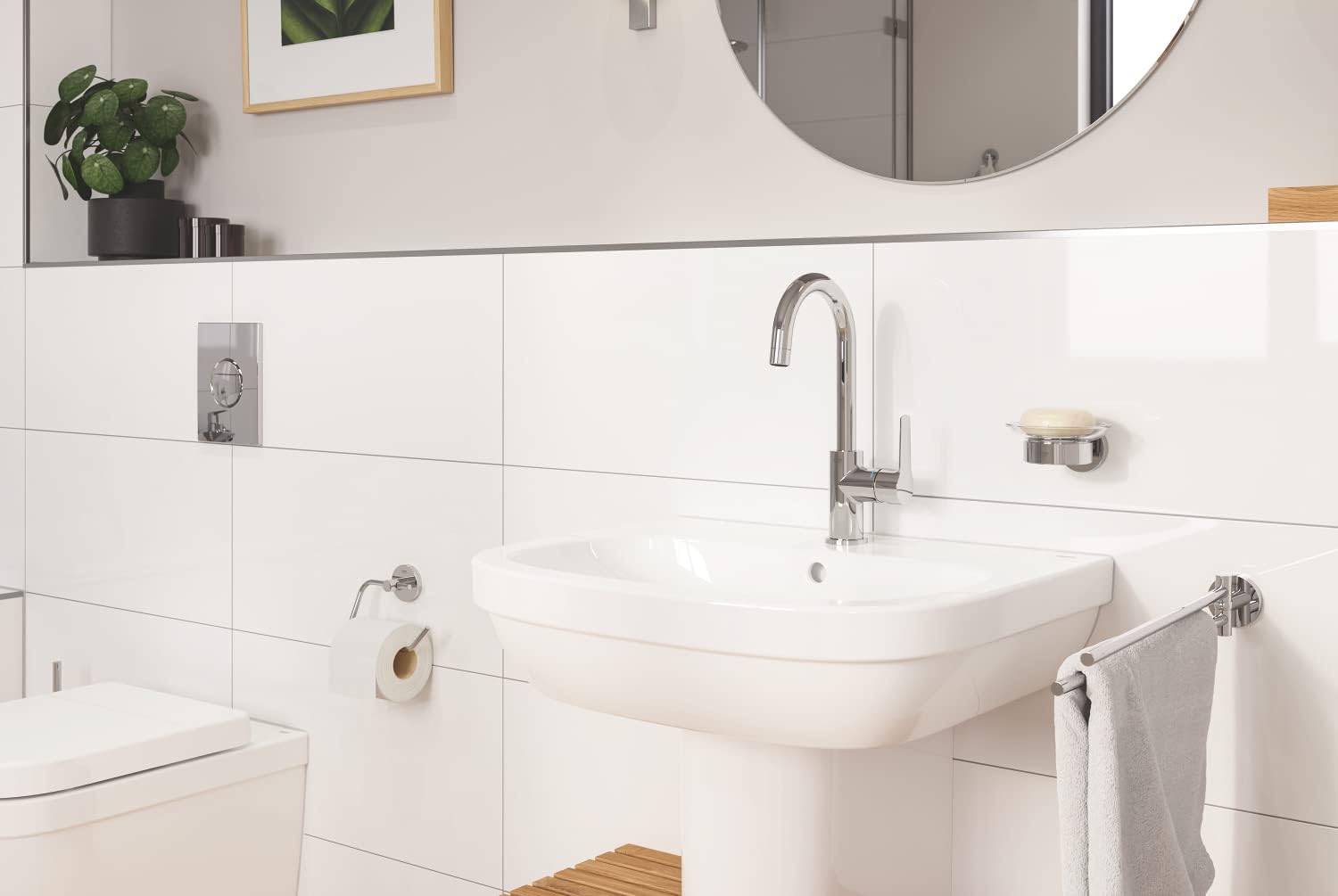 Start İkili Uzun Havluluk, 439 mm, Duş, Banyo Aksesuarları, Krom, 41183000