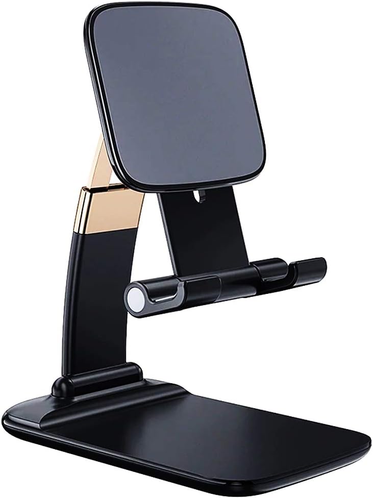 Ayarlanabilir Katlanabilir Ergonomik Telefon Tutucu Standı ve Tablet Tutucu standı Desk Holder Oynar Başlıklı Kaymaz Zemin Tabanlı Stand (Siyah)