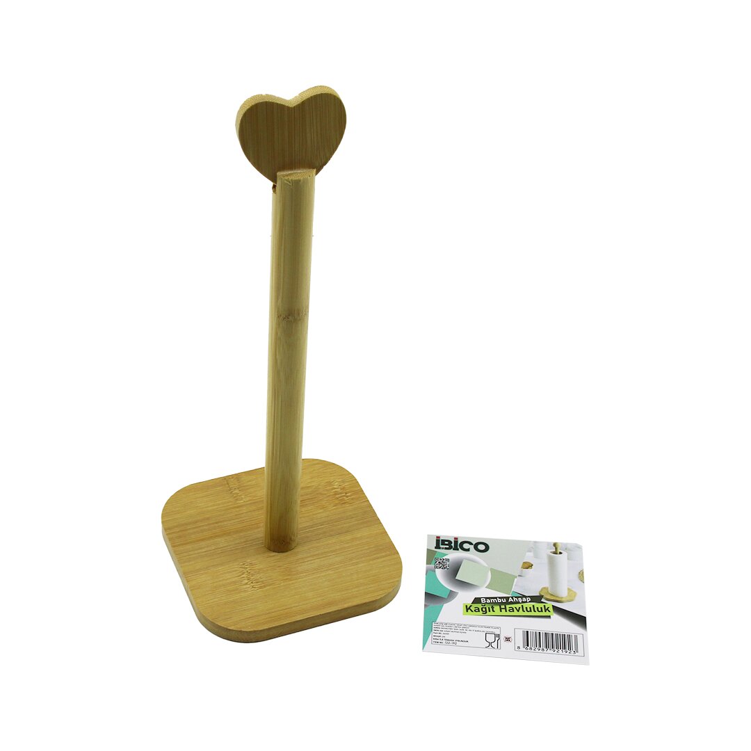 Kare ALTLIK=12X12CM Ahşap Bambu Kağıt Havluluk Kalp Başlı SAP=28.5CM