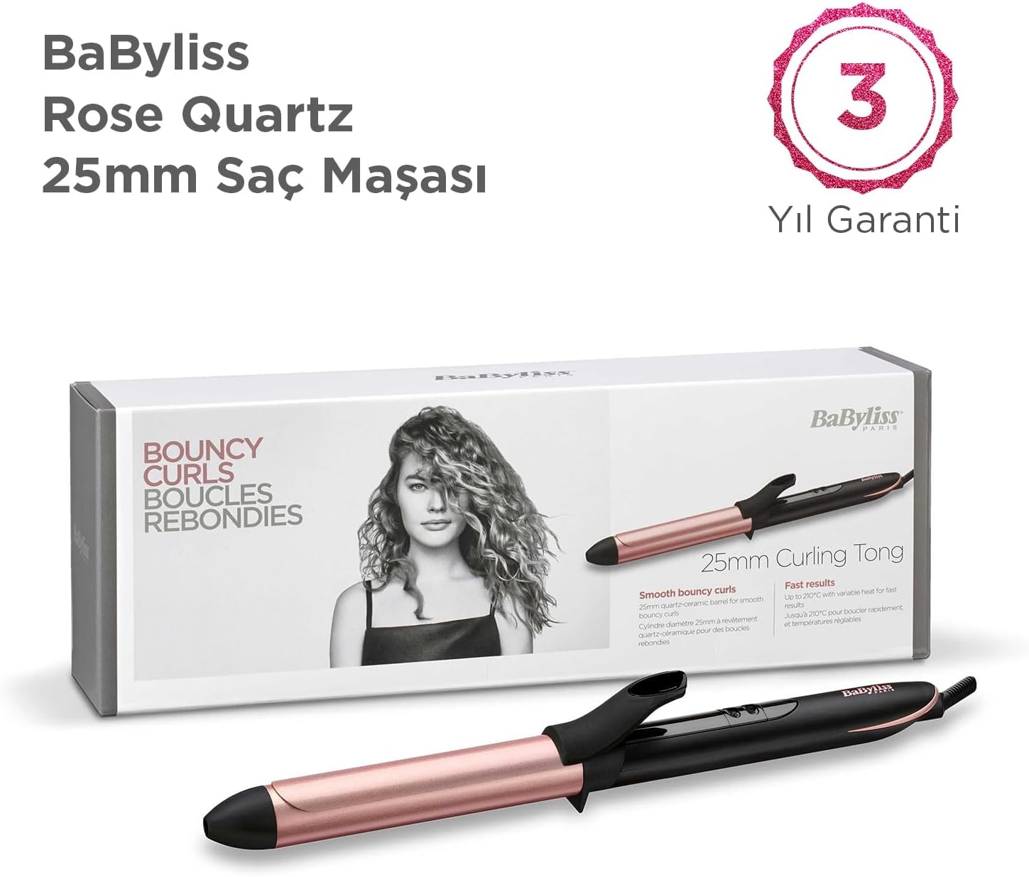 Rose Quartz 25Mm Tong Saç Maşası, C451E