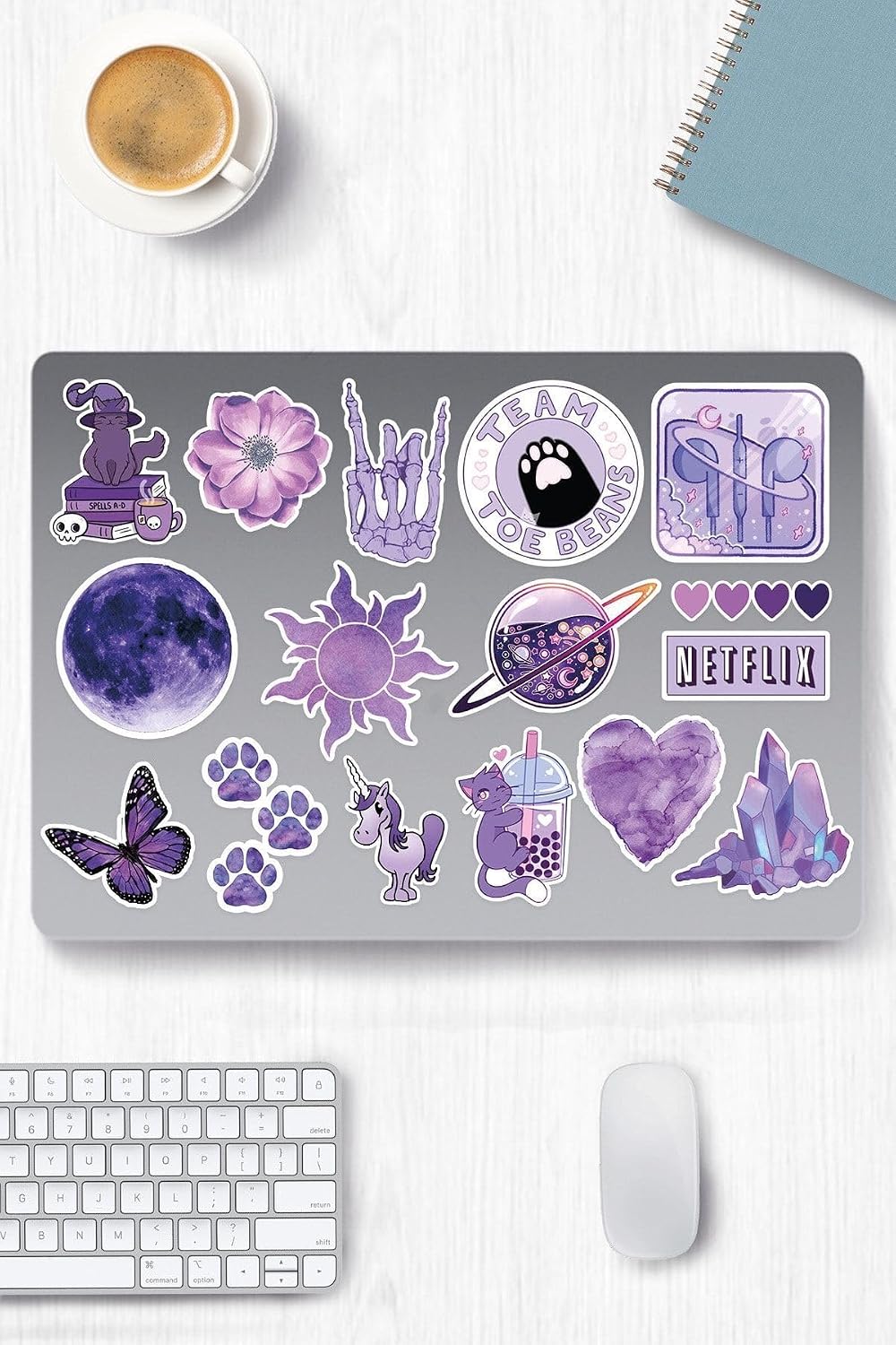 Purple Aesthetic Temalı Sticker Etiket Seti 1 - Mor Sticker - Laptop Notebook Telefon