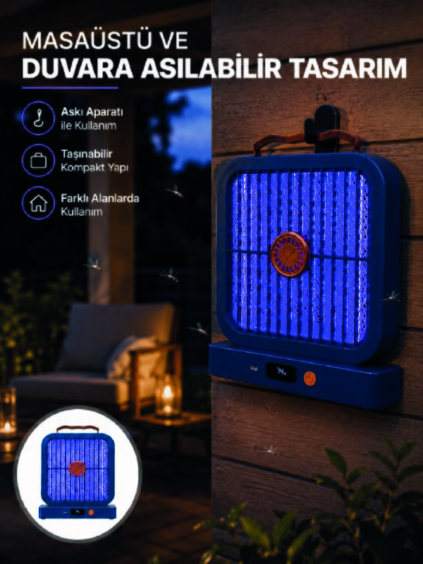 Taşınabilir Şarjlı Sivrisinek Öldürücü UV Işıklı Mavi Model