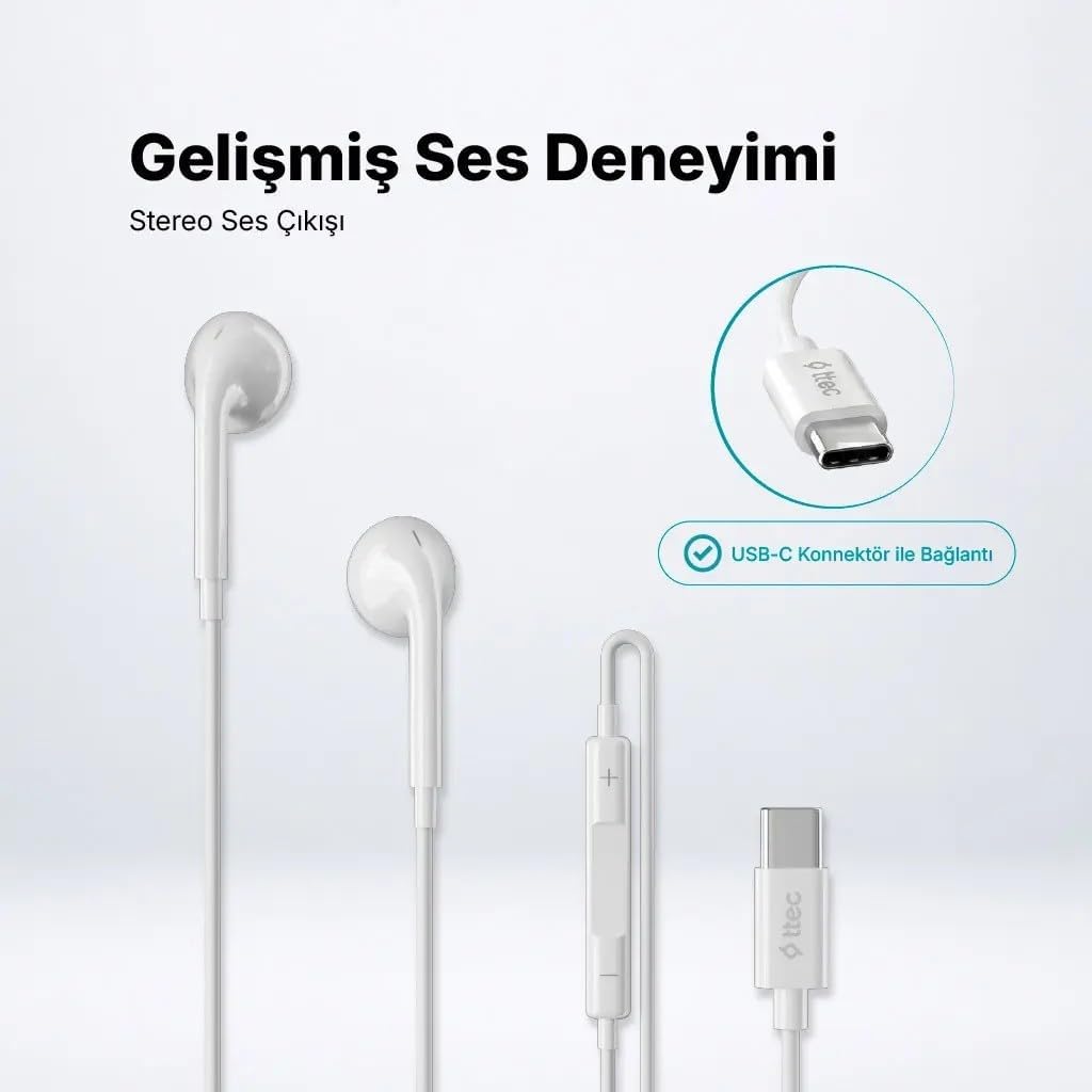 Rio 3 USB-C Stereo Mikrofonlu Kulakiçi Kablolu Kulaklık Siyah 2KMM16S