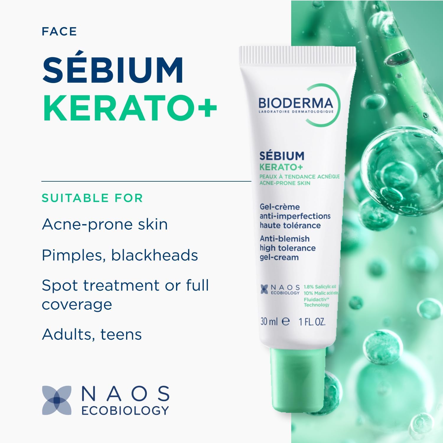 Bioderma Sébium Kerato Sivilce ve Akne Lekesi Karşıtı AHA, BHA, Salisilik Asit İçeren Bakım Kremi 30 ml