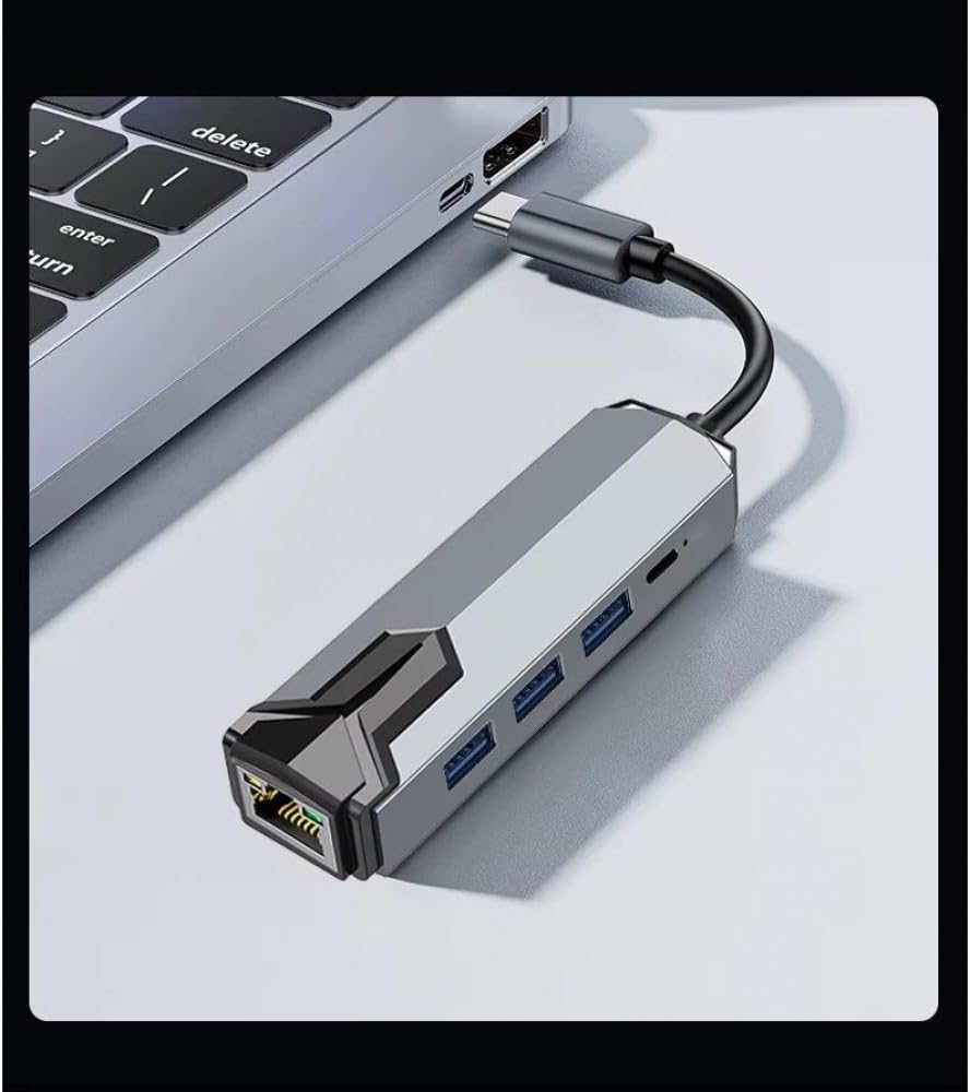 USB-C to Gigabit Ethernet Adaptör 3 Port USB 3.0 Hub + PD Şarj Destekli Çoklayıcı, 1000 Mbps RJ45 Kablolu İnternet, 5Gbps Veri Aktarımı | ZR1158