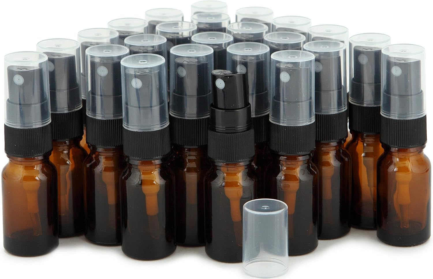 24, kehribar, 10 ml (1/3 oz) cam şişe, siyah ince sis spreyi