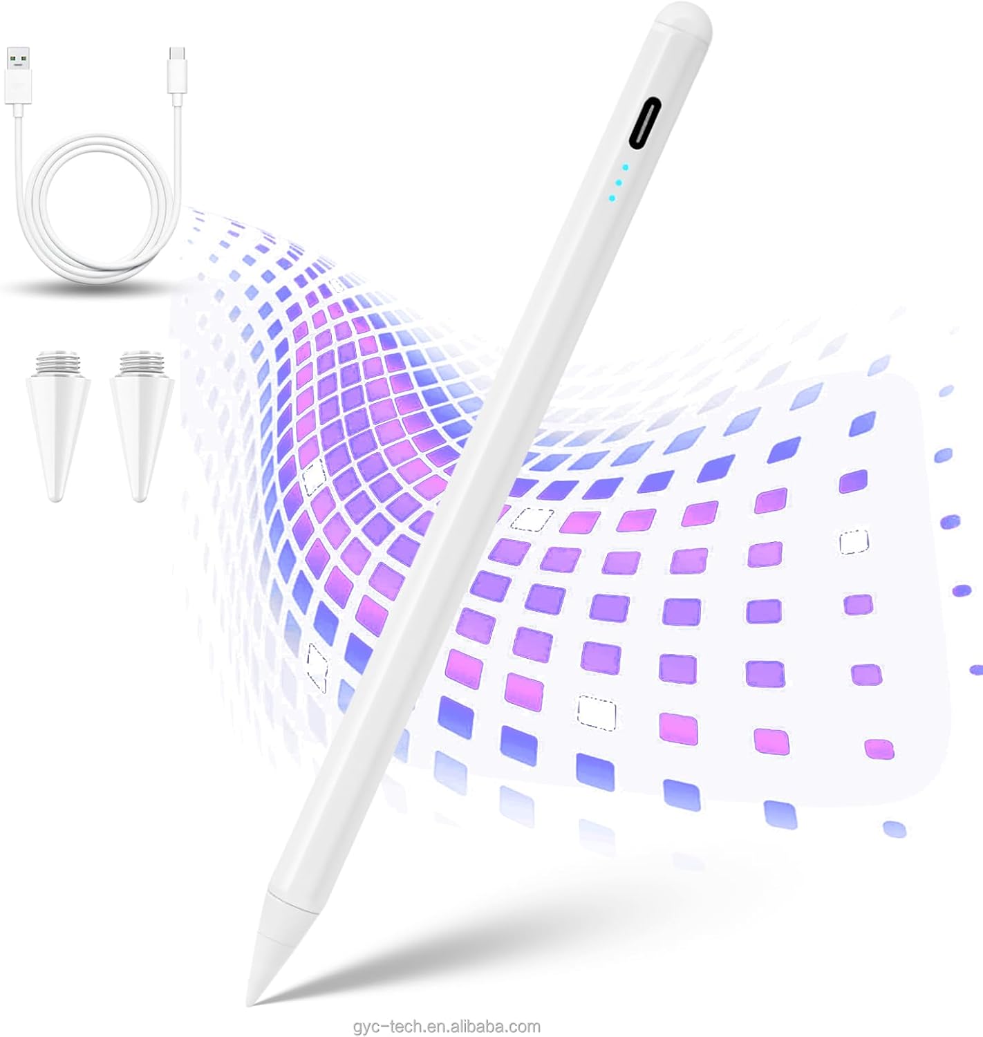 Tablet Telefon iPad Yazı Çizim Kalemi + Yedek Uç Universal Pencil Dokunmatik Ekranlar için Stylus Kalemler, Manyetik Evrensel İnce Noktalı iPad Kalemi iPhone/iPad/Samsung/Android/Tablet (Beyaz)