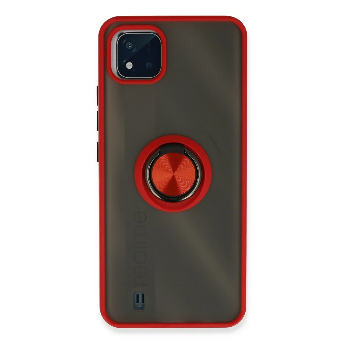 Realme C11 2021 Kılıf Montreal Yüzüklü Silikon Kapak - Kırmızı