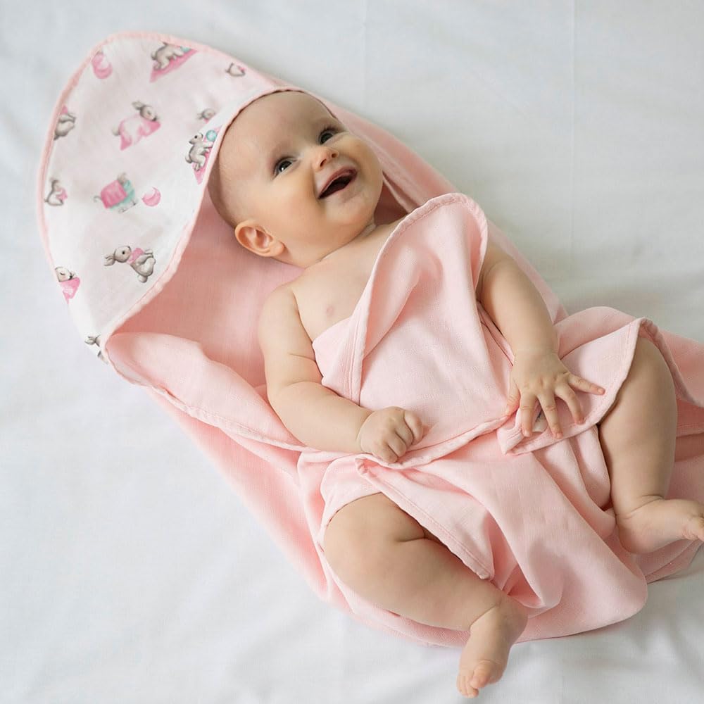 % 100 Pamuk Müslin Kurulanma Örtüsü – Bébé Lapin Rose TOWEL819