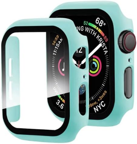 Apple Watch uyumlu 360 Derece Koruma Watch Seri 1 2 3 4 5 6 7 8 SE Ultra 38mm 40mm 42mm 44mm Kasa ve Ekran Koruyucu (42mm Turkuaz)