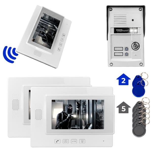 37T2 2 Daire 7’’ NFC Destekli Görüntülü Kapı Zili Interkom Akıllı Ev Güvenliği Sistemi