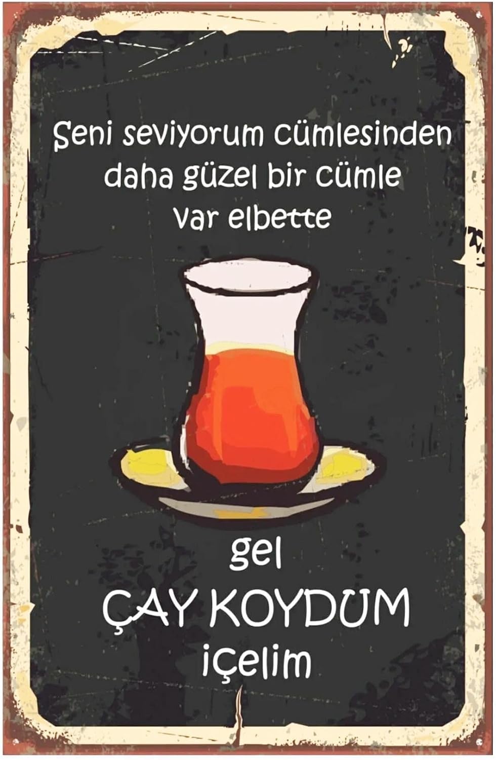 Gel Çay Koydum Içelim Retro Vintage Drtr0002 Ahşap Mdf Tablo