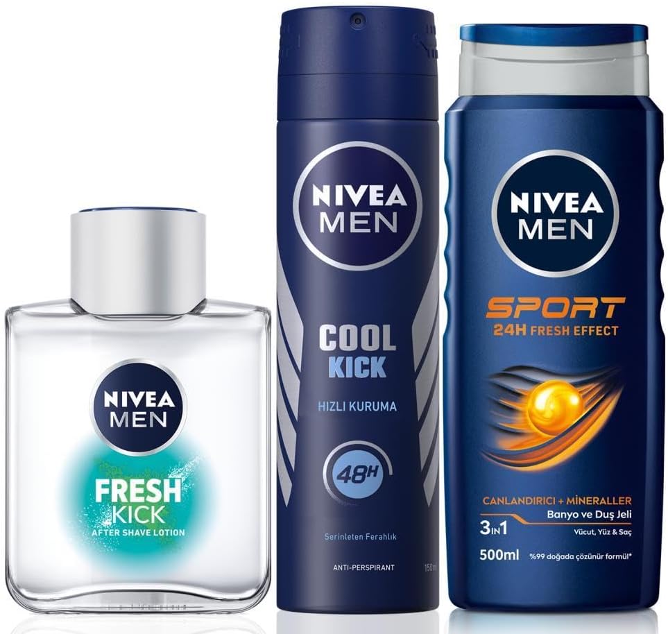Erkek Cool Kick Fresh Sprey Deodorant 150ml, Kick Fresh Tıraş Sonrası Losyon, Sport Duş Jeli 500ml