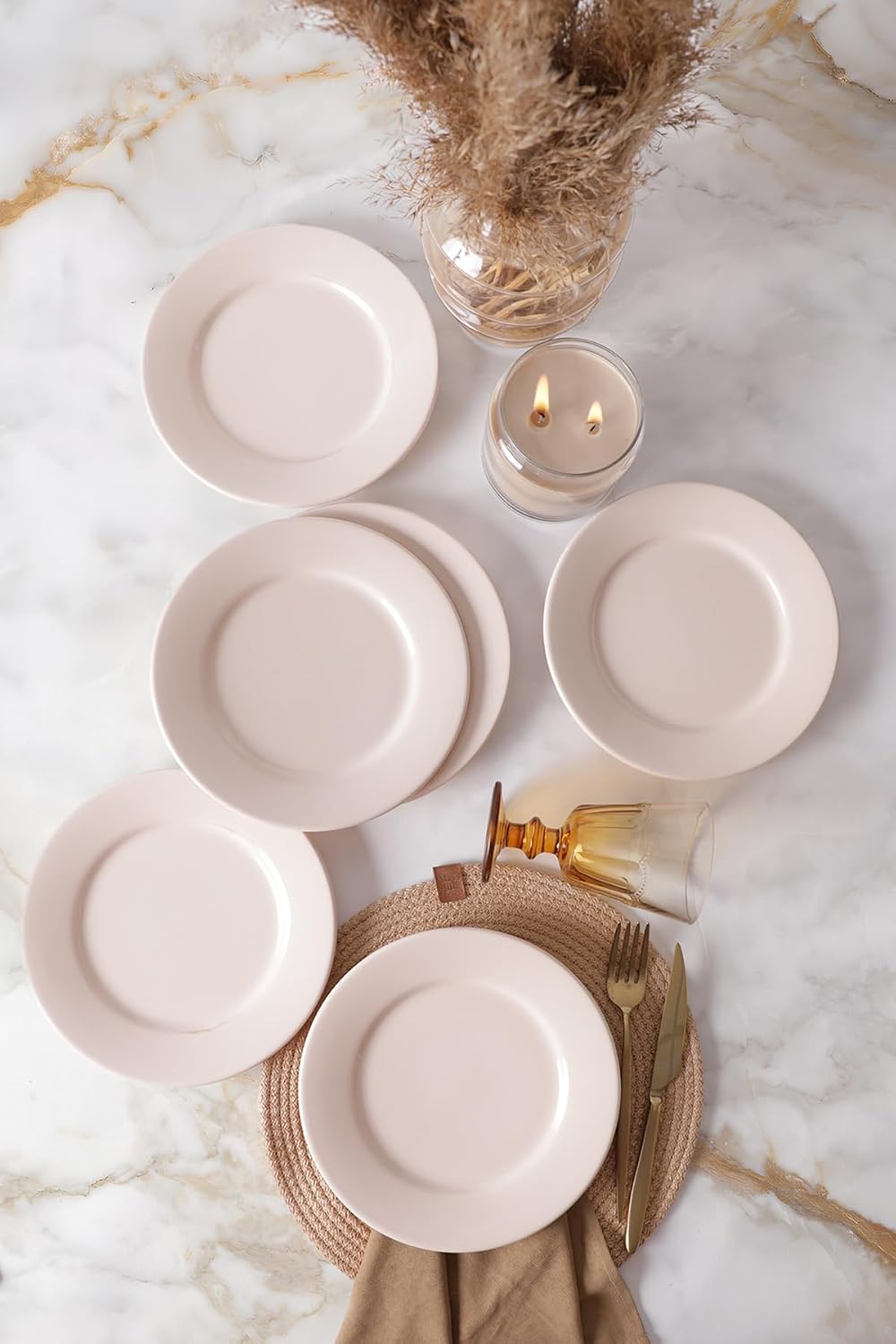 Krem Linda Pasta Tabağı 21 Cm 6 Adet 030