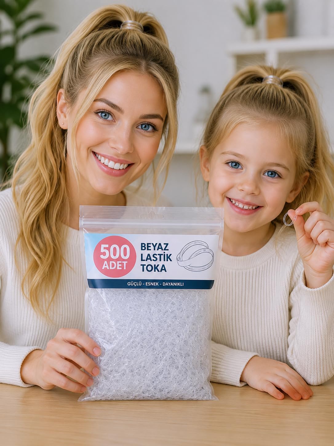 500'li Beyaz Şeffaf Perma Saç Lastiği Örgü Tokası, Lastik Toka Seti, Toka Organizer, Toka, Kız Çocuk Toka, Toka Organizer