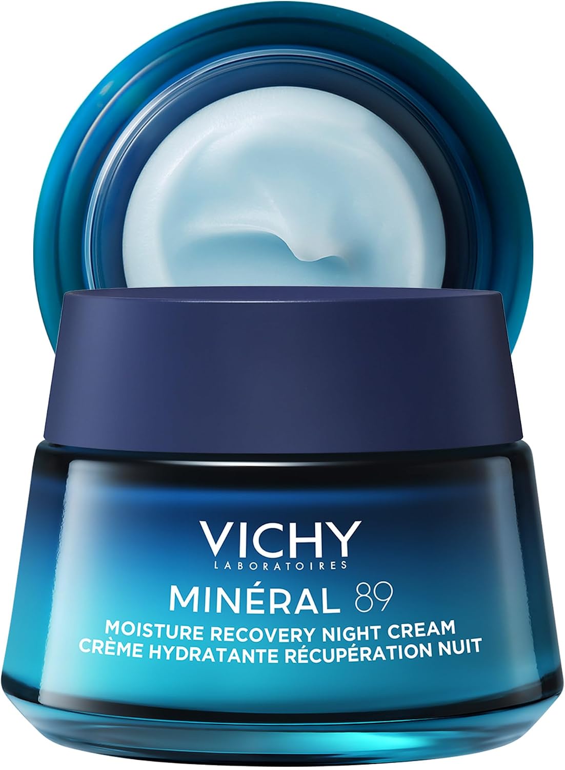 Vichy Minéral 89 yenileyici nemlendirici gece kremi, hiyalüronik asit ve melatonin içeren hafif gece kremi, daha fazla nem, dolgu ve ışıltı için, rahatlatıcı koku, 50 ml