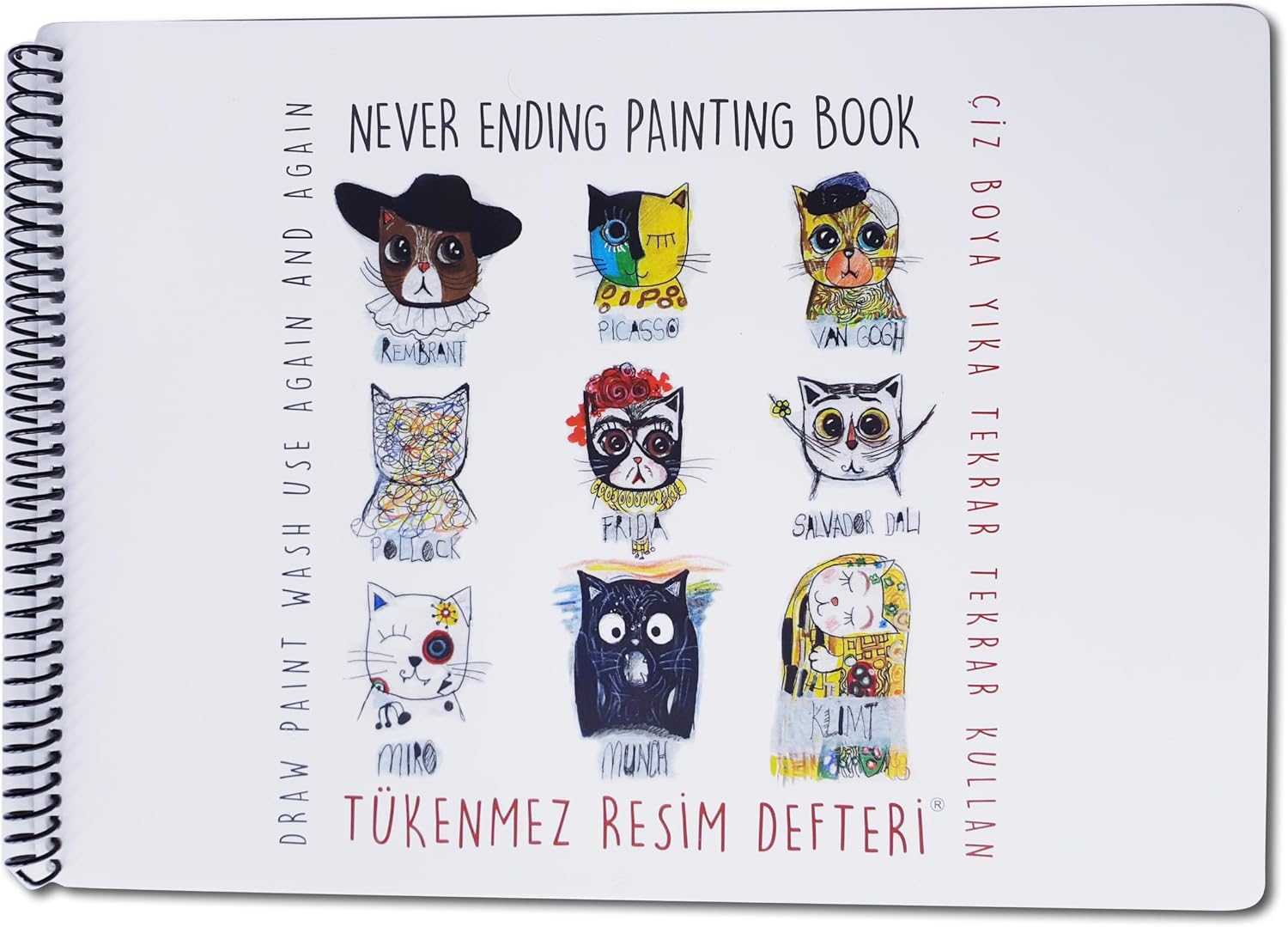 Akademi Çocuk Tükenmez Resim Defteri - Ressam Kediler - 25x35 cm